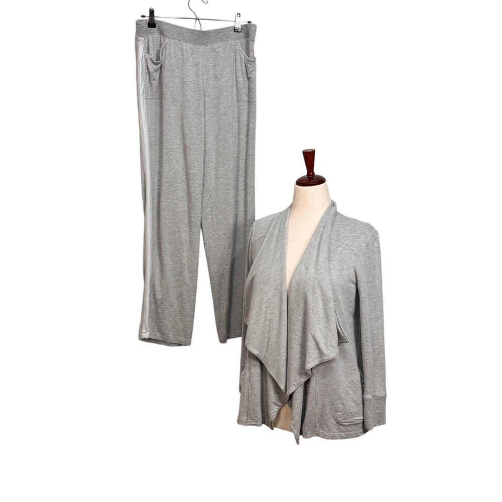 Chico's Zenergy lounge set gray soft luxe open front jacket & pants Sz 1 US M